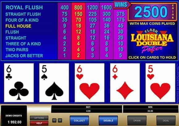 The Louisiana Double online casino game.