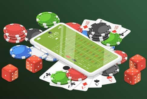 Image of an online mobile casino on a phone screen.