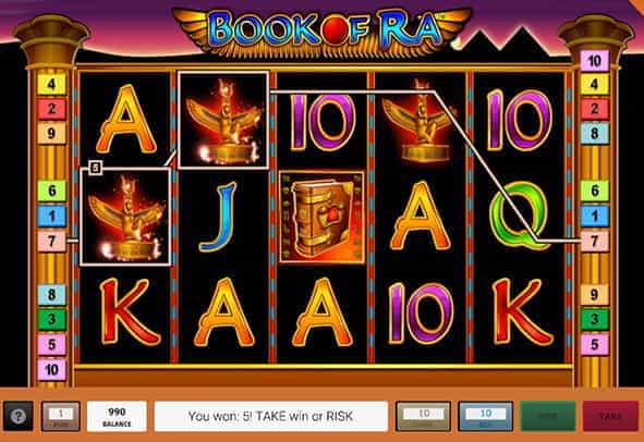 The Book of Ra rows and reels.