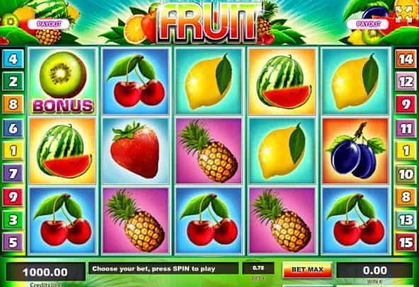 Fruit online slot symbols in the Tom Horn Gaming title