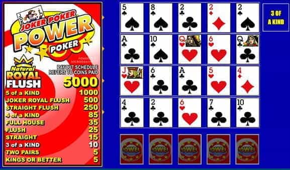 The simple layout of Microgaming’s Joker Poker Power Poker video poker game.