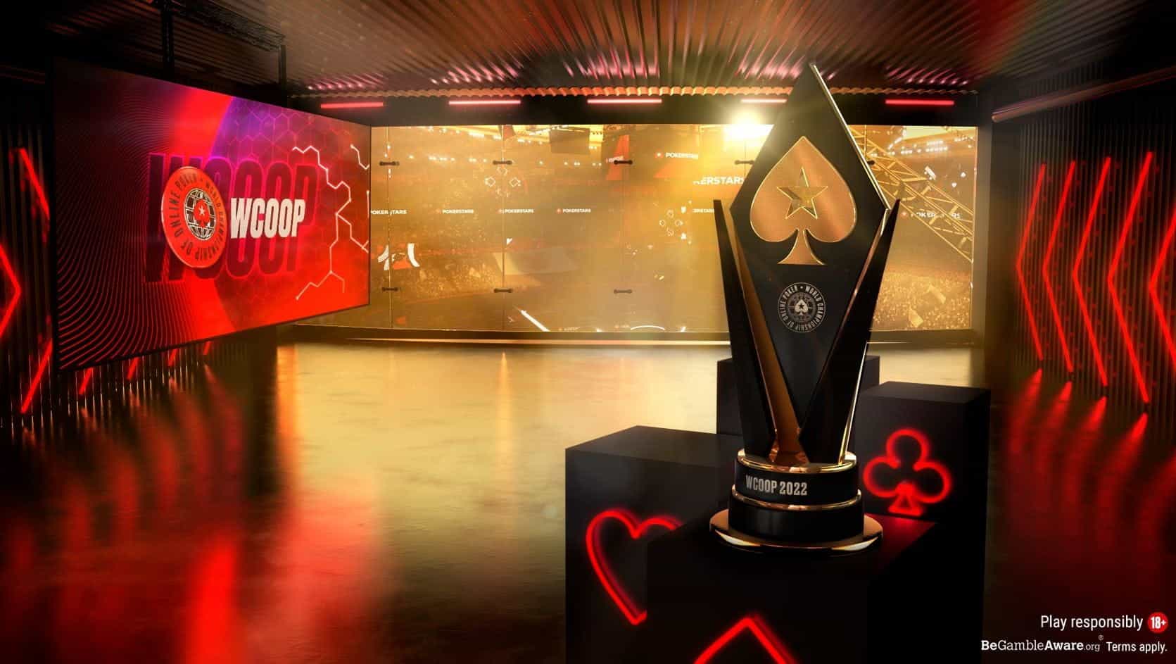 The 2022 WCOOP Main Event trophy.