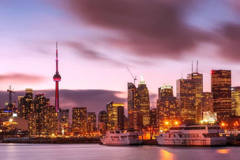 The skyline of Toronto, Ontario.