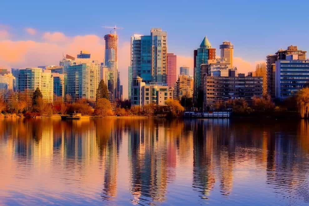 The waterfront of downtown Vancouver, British Columbia, Canada.