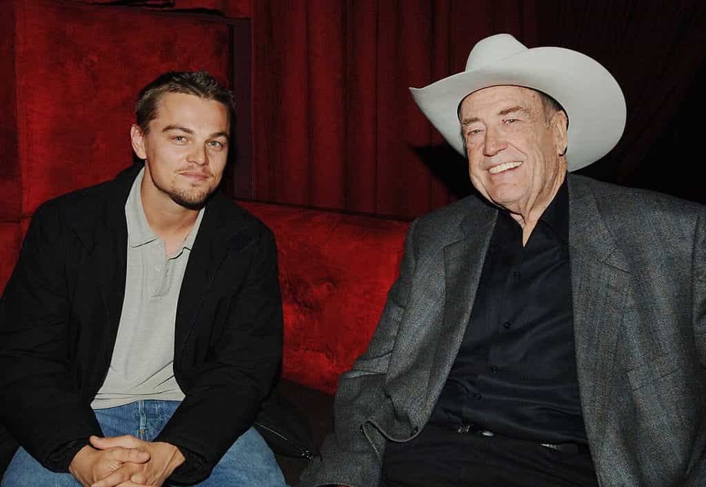 Leonardo DiCaprio and Doyle Brunson pose together for the cameras.